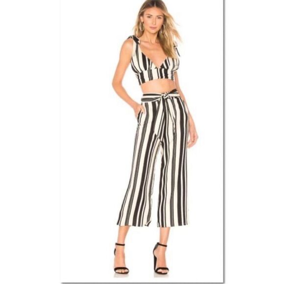 MAJORELLE Pants - MAJORELLE Carisma Pant in Black Stripe Waist Tie NWT Size Small